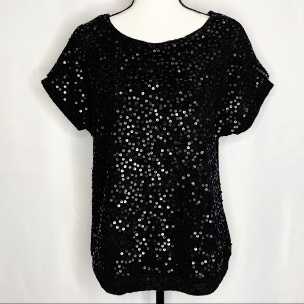 Umgee Oversized Sequin Front Pullover Top